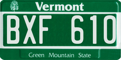 VT license plate BXF610