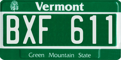 VT license plate BXF611