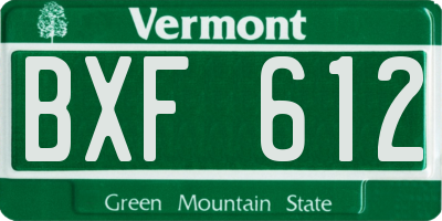 VT license plate BXF612