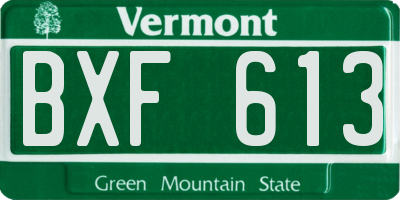VT license plate BXF613