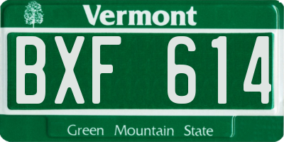 VT license plate BXF614