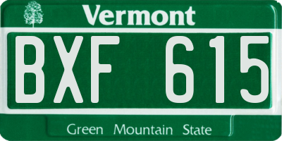 VT license plate BXF615