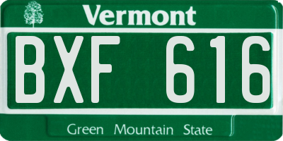 VT license plate BXF616