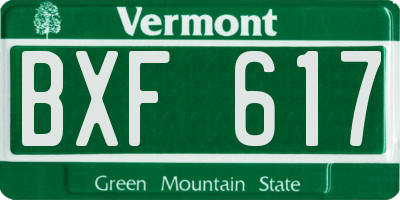 VT license plate BXF617