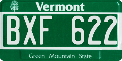 VT license plate BXF622