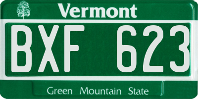 VT license plate BXF623