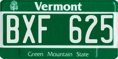 VT license plate BXF625