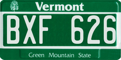 VT license plate BXF626