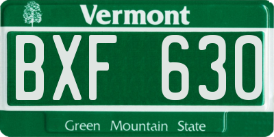 VT license plate BXF630
