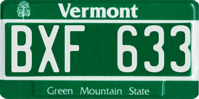 VT license plate BXF633