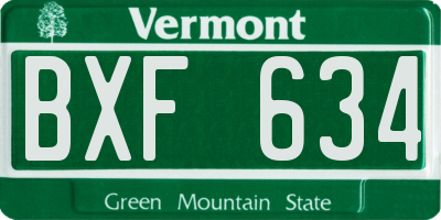 VT license plate BXF634