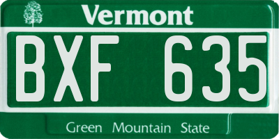 VT license plate BXF635