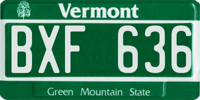 VT license plate BXF636