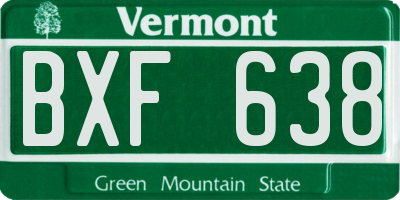 VT license plate BXF638