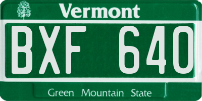 VT license plate BXF640