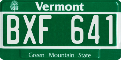 VT license plate BXF641