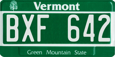 VT license plate BXF642