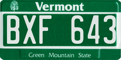 VT license plate BXF643