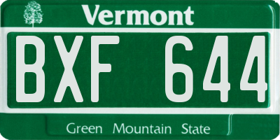 VT license plate BXF644