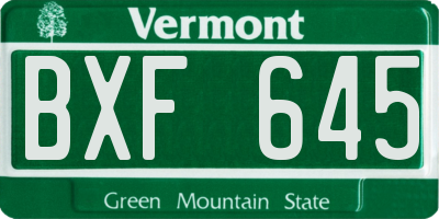 VT license plate BXF645