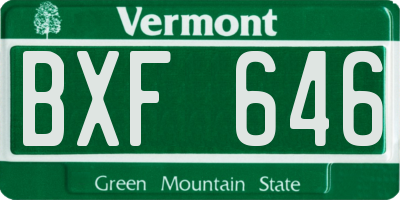 VT license plate BXF646
