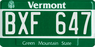 VT license plate BXF647