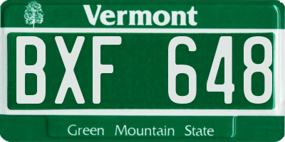 VT license plate BXF648
