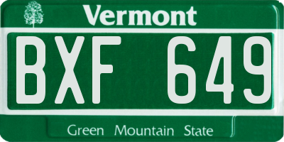 VT license plate BXF649
