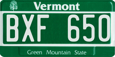 VT license plate BXF650