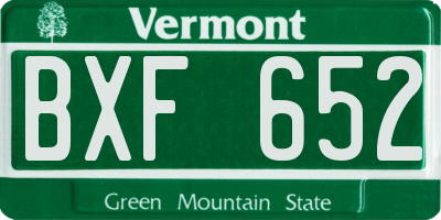 VT license plate BXF652
