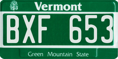 VT license plate BXF653