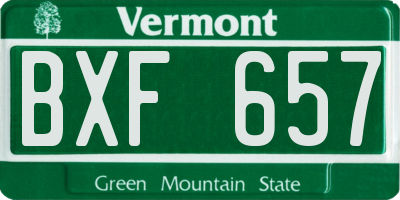 VT license plate BXF657