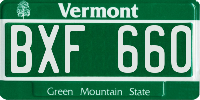 VT license plate BXF660