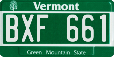 VT license plate BXF661