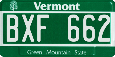 VT license plate BXF662