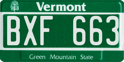 VT license plate BXF663