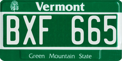 VT license plate BXF665