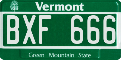 VT license plate BXF666