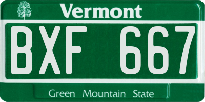 VT license plate BXF667