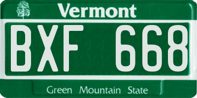 VT license plate BXF668