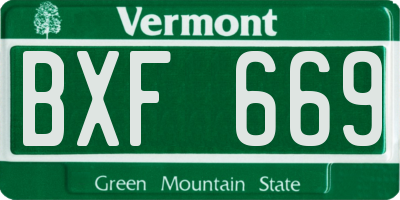 VT license plate BXF669
