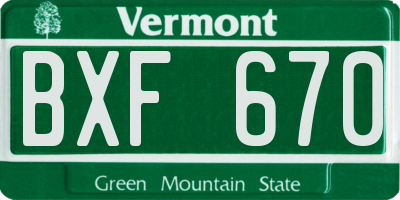 VT license plate BXF670