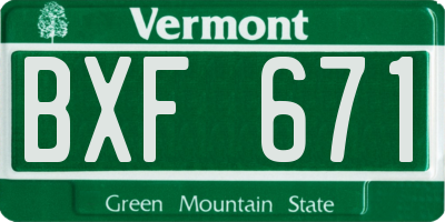 VT license plate BXF671