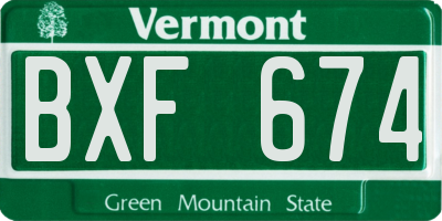 VT license plate BXF674