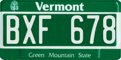 VT license plate BXF678