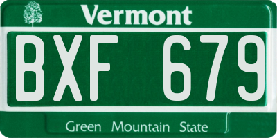 VT license plate BXF679