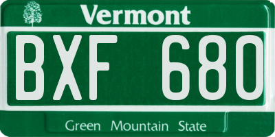 VT license plate BXF680