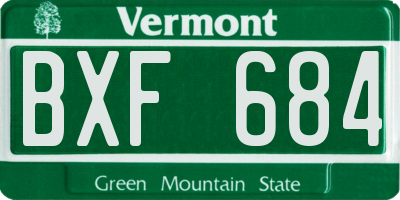 VT license plate BXF684