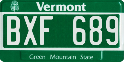 VT license plate BXF689