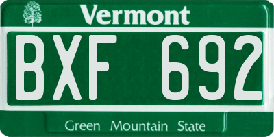 VT license plate BXF692